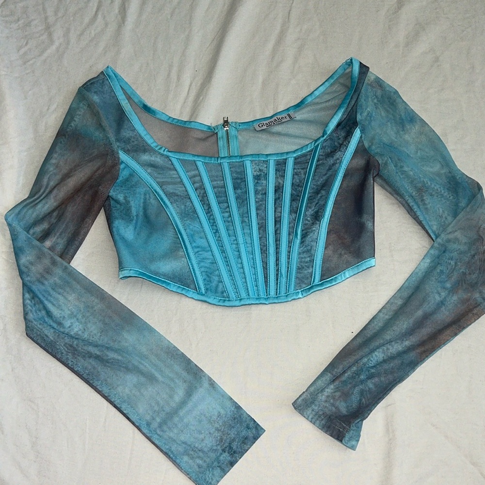 Boutique Sheer Corset Crop Top size Medium NWOT - Picture 1 of 6